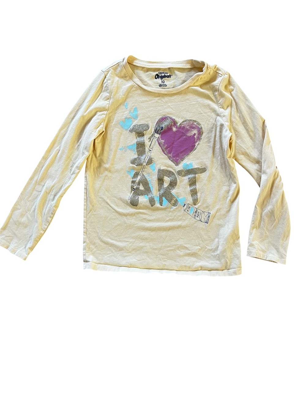 Gymboree Yellow Long Sleeve "I Heart Art" Graphic Tee